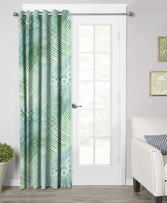 Ultimate Trends Premium Polyester Texture Printed Curtain For Home Décor Basil Color, 1 Piece