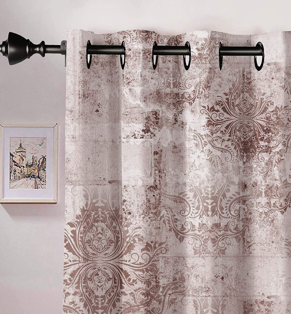 Ultimate Trends Premium Polyester Texture Printed Curtain For Home Décor Beige and Brown Color, 1 Piece