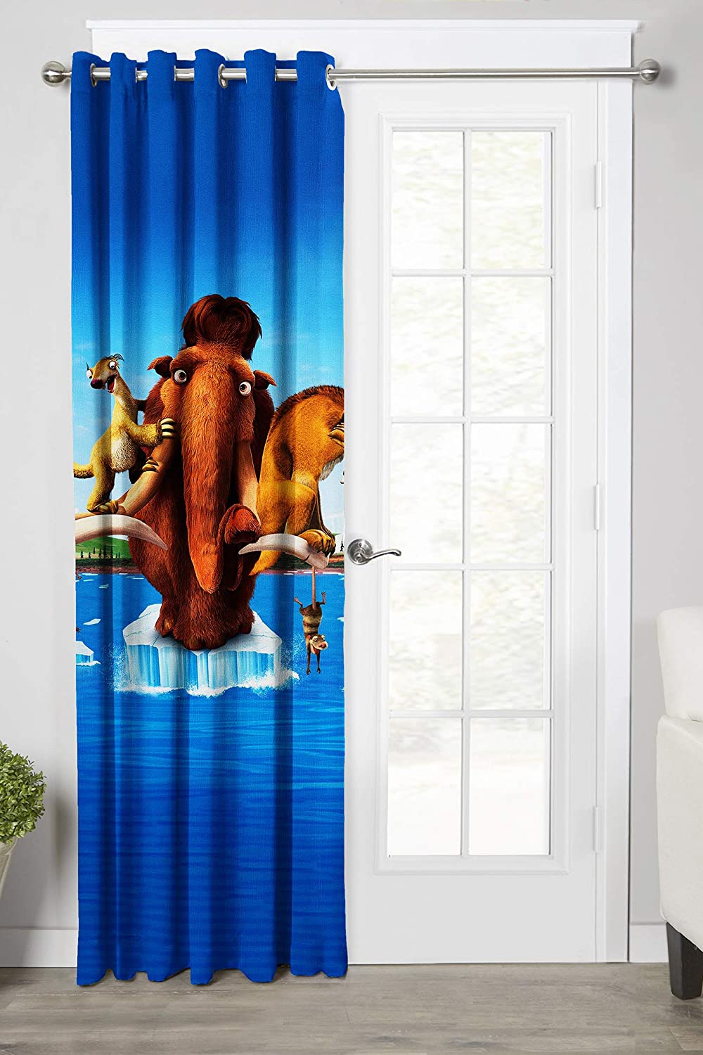 Ultimate Trends Premium Polyester 3D Cartoon Kids Room Curtain Navy Blue Color, Ice Age, 1 Piece