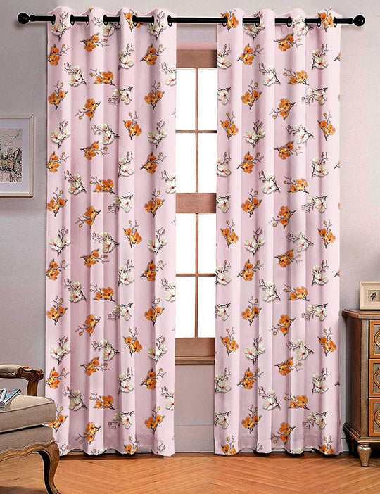 Ultimate Trends Premium Polyester 3D Floral Curtain For Home Décor Blush Pink Color, 1 Piece