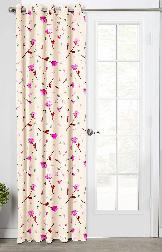 Ultimate Trends Premium Polyester 3D Floral Curtain For Home Décor Ivory Color, 1 Piece