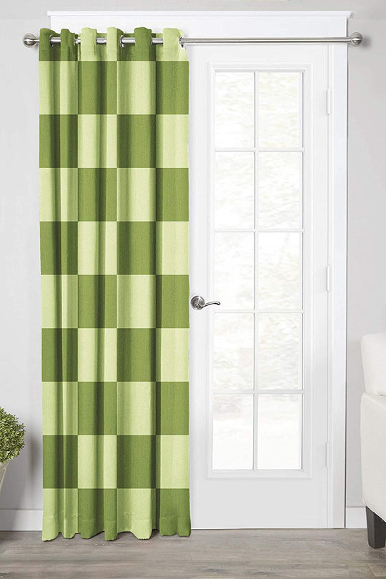 Ultimate Trends Premium Polyester Checkered Curtain For Home Décor Green Color, 1 Piece