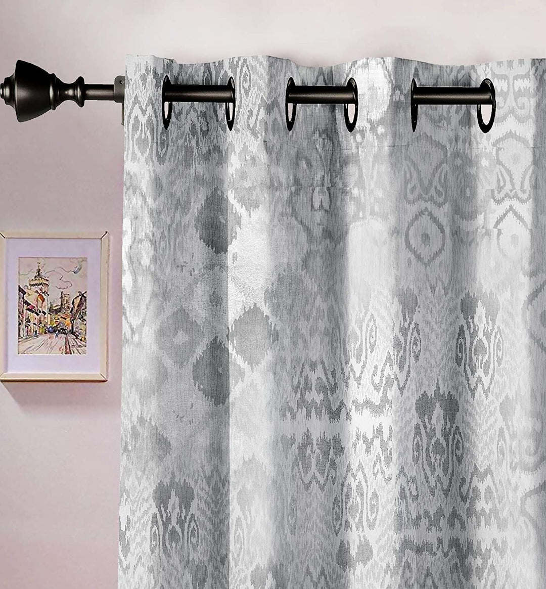 Ultimate Trends Premium Polyester Texture Printed Curtain For Home Décor Cloud Grey Color, 1 Piece