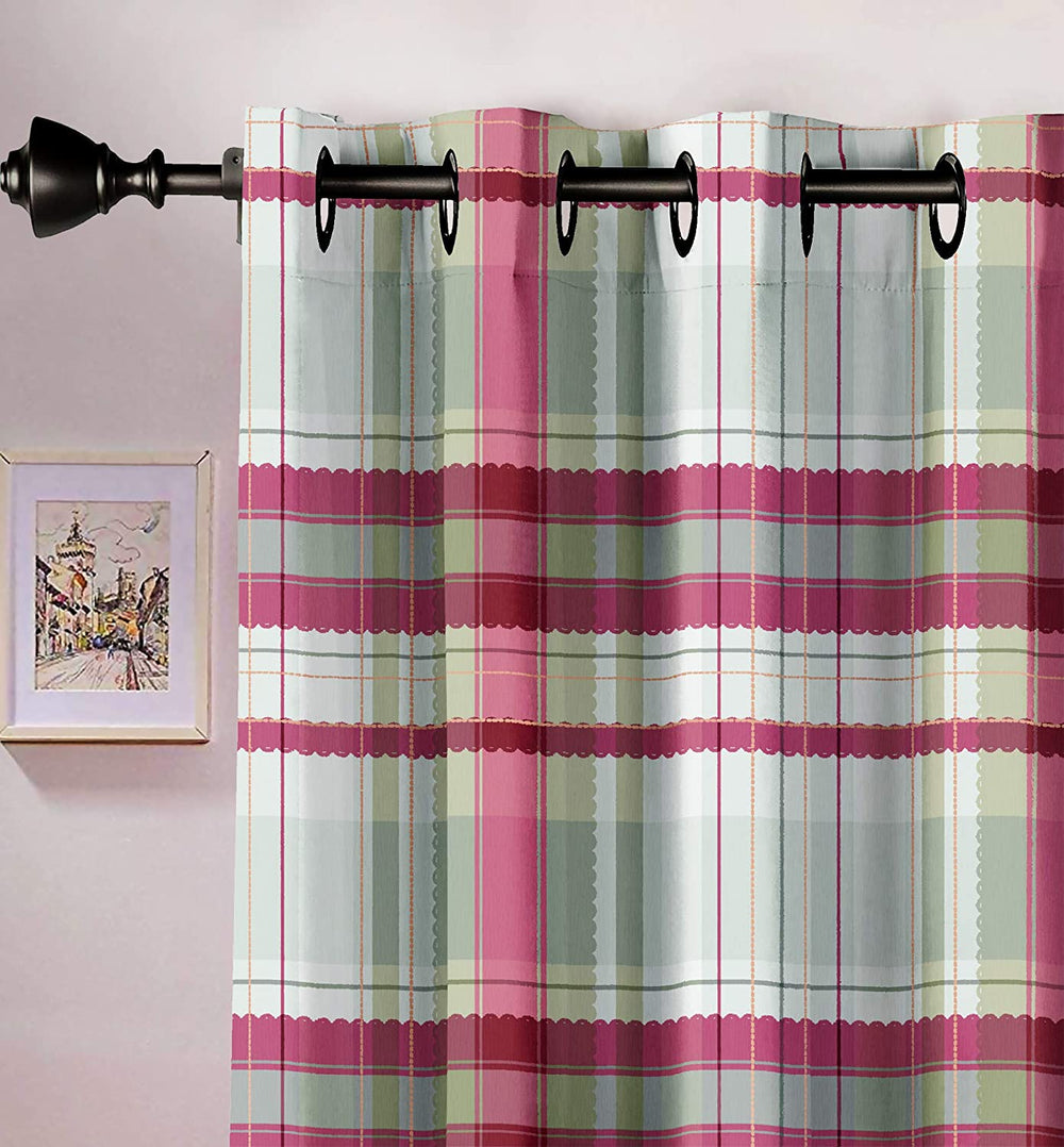 Ultimate Trends Premium Polyester Checkered Curtain For Home Décor Multi Color, 1 Piece