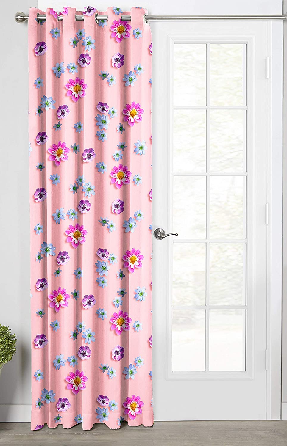 Ultimate Trends Premium Polyester 3D Floral Curtain For Home Décor Lemonade Pink Color, 1 Piece