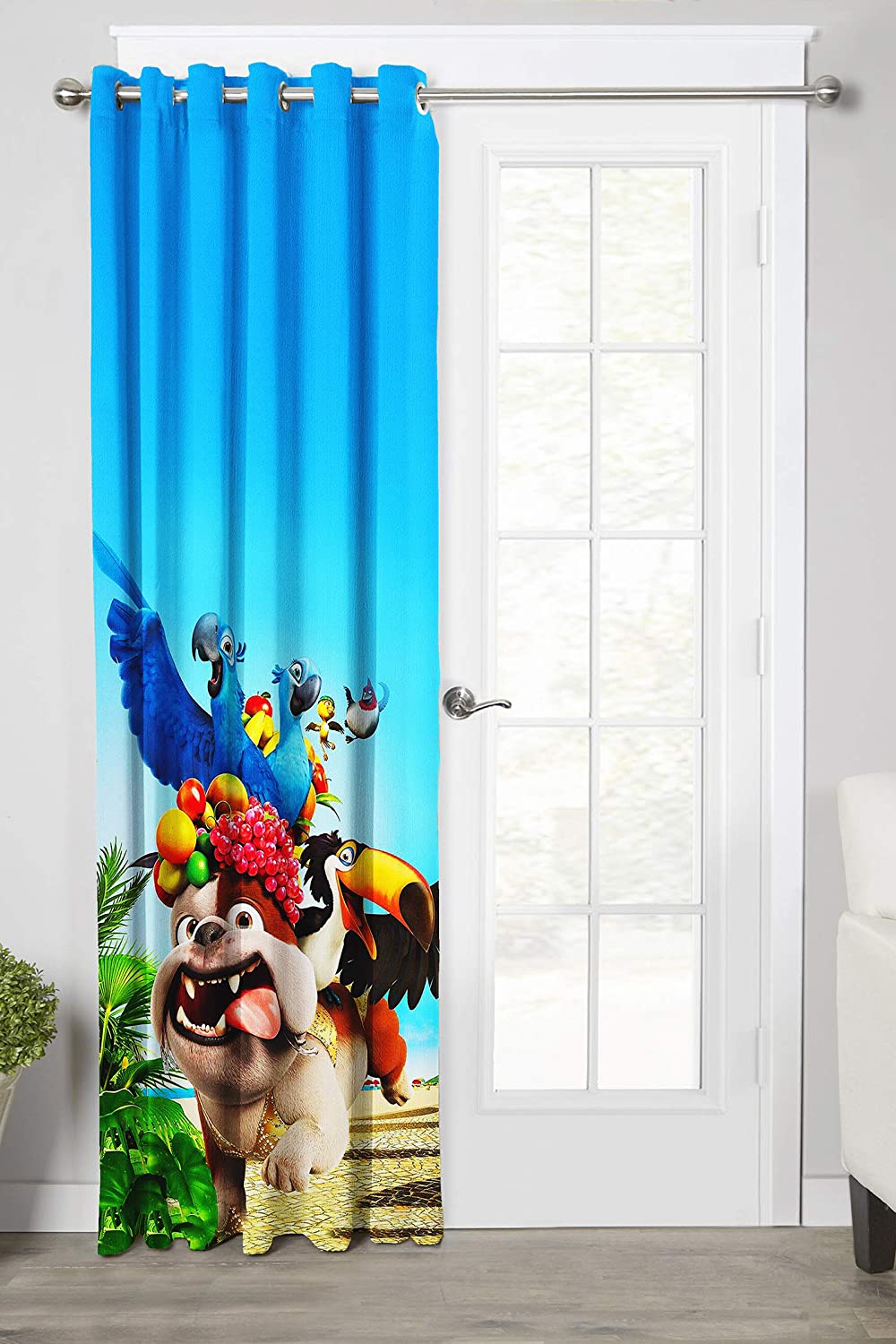 Ultimate Trends Premium Polyester 3D Cartoon Kids Room Curtain Blue Color, Rio, 1 Piece