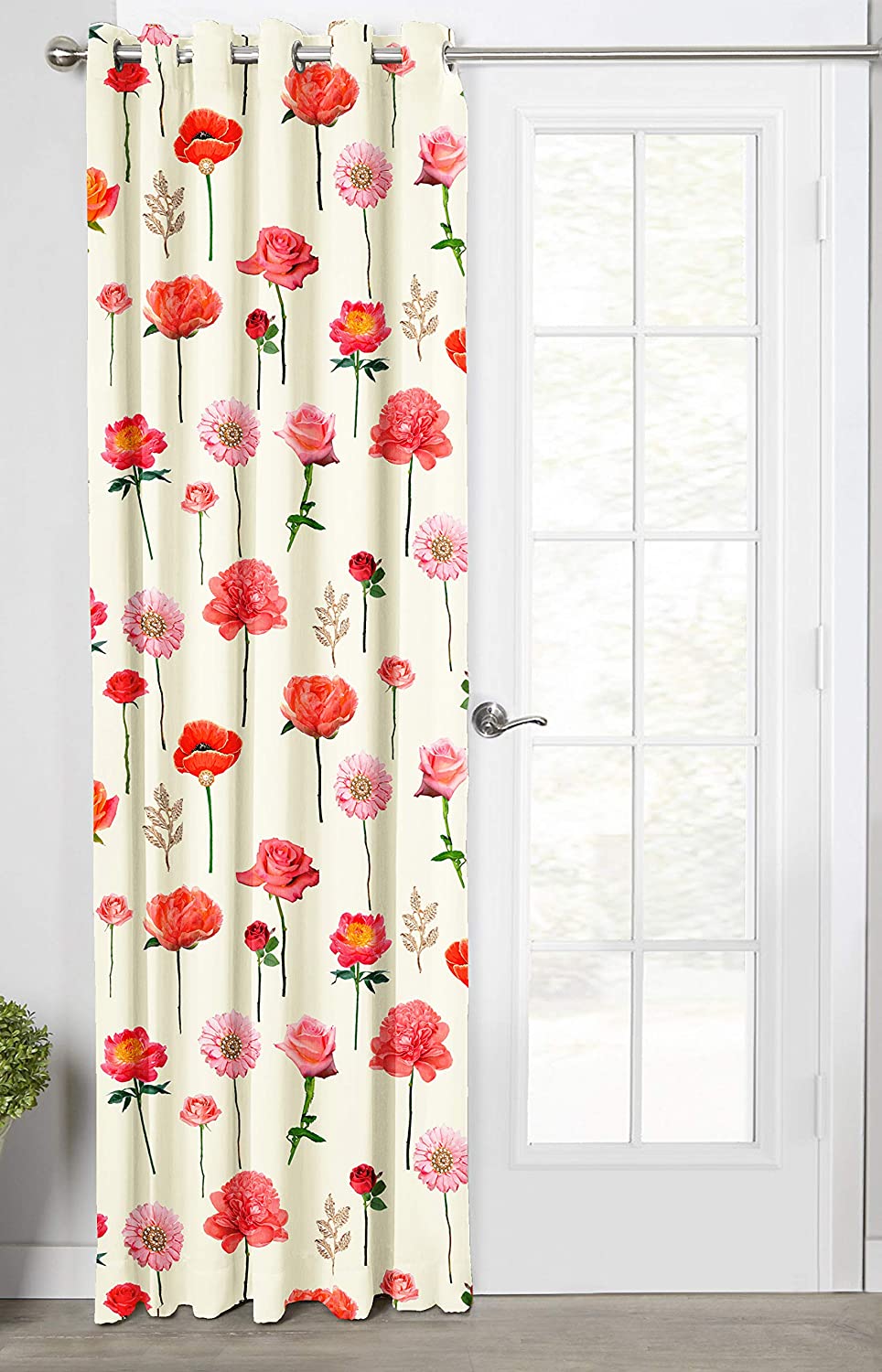 Ultimate Trends Premium Polyester 3D Floral Curtain For Home Décor Light Yellow Color, 1 Piece