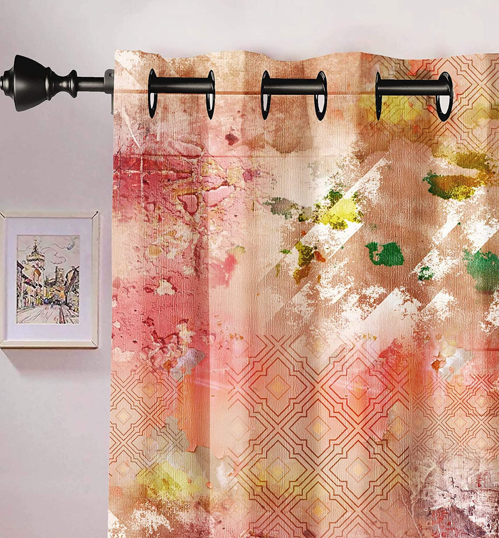 Ultimate Trends Premium Polyester Texture Printed Curtain For Home Décor Multi Color, 1 Piece