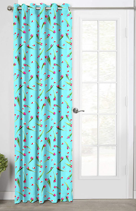 Ultimate Trends Premium Polyester 3D Floral Curtain For Home Décor Arctic Blue Color, 1 Piece