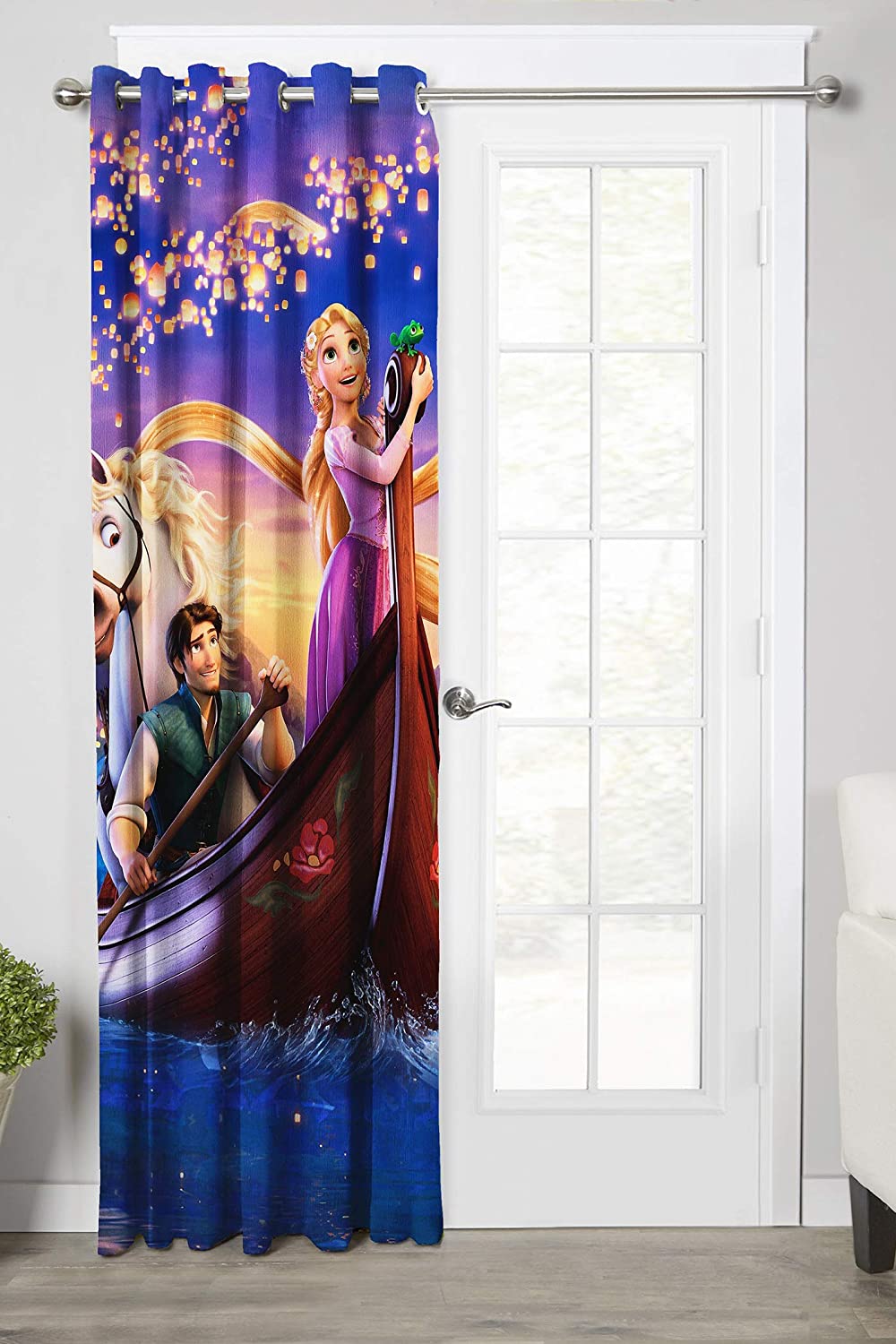 Ultimate Trends Premium Polyester 3D Cartoon Kids Room Curtain Purple Color, Cinderella Princess, 1 Piece