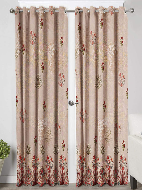 Ultimate Trends Premium Polyester Elite Floral Curtain For Home Décor Beige Color, 1 Piece