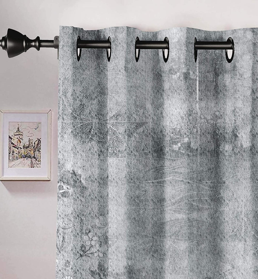 Ultimate Trends Premium Polyester Texture Printed Curtain For Home Décor Grey Color, 1 Piece