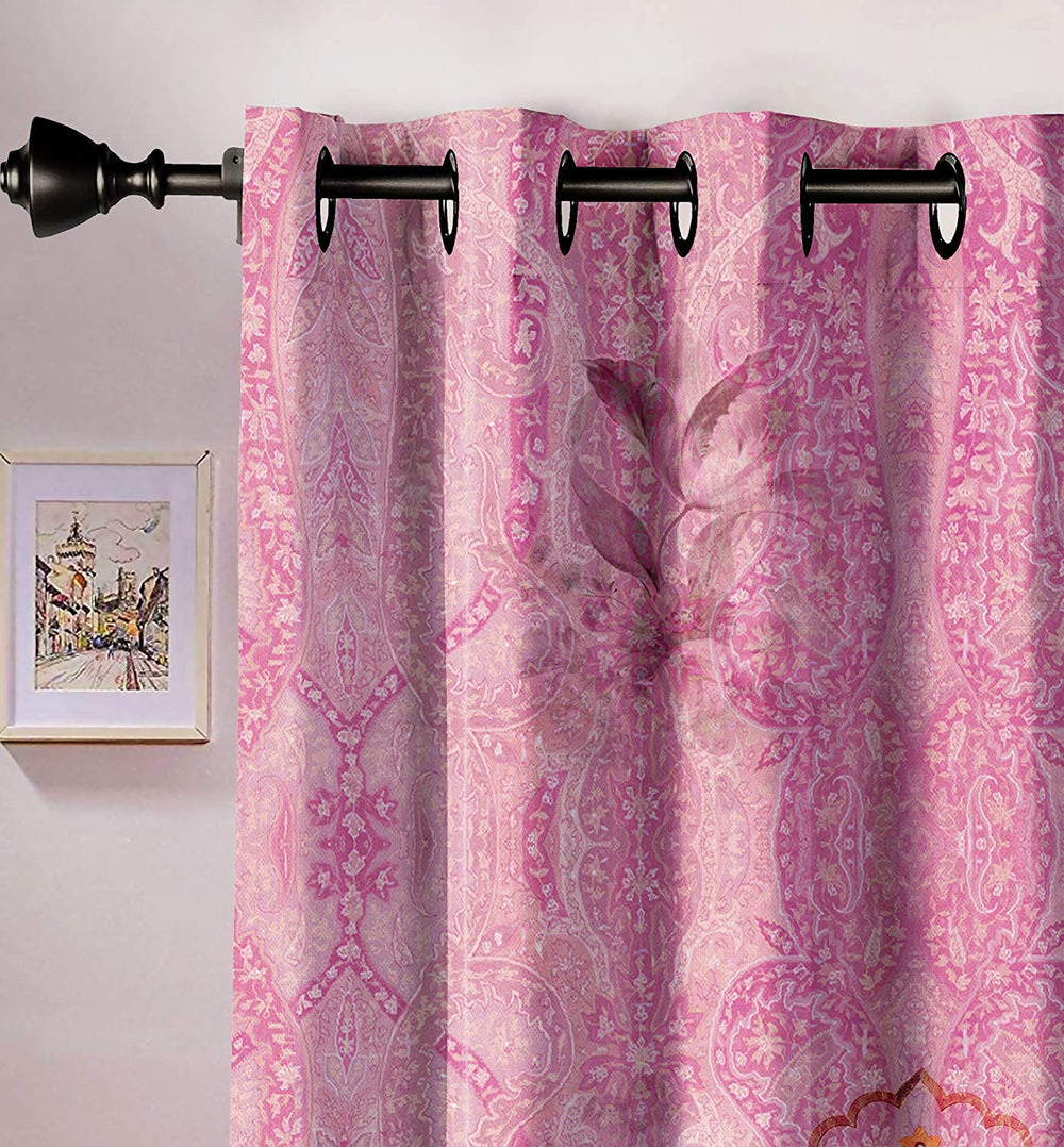 Ultimate Trends Premium Polyester Elite Floral Curtain For Home Décor Taffy Pink Color, 1 Piece