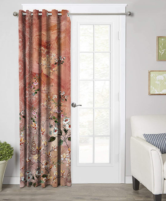 Ultimate Trends Premium Polyester Elite Floral Curtain For Home Décor Chestnut Brown Multi Color, 1 Piece