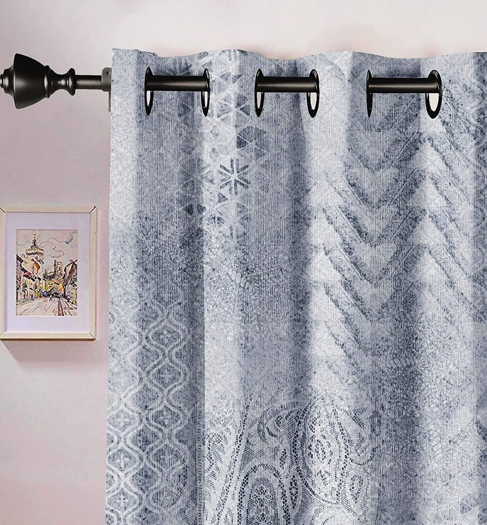 Ultimate Trends Premium Polyester Texture Printed Curtain For Home Décor Grey Color, 1 Piece