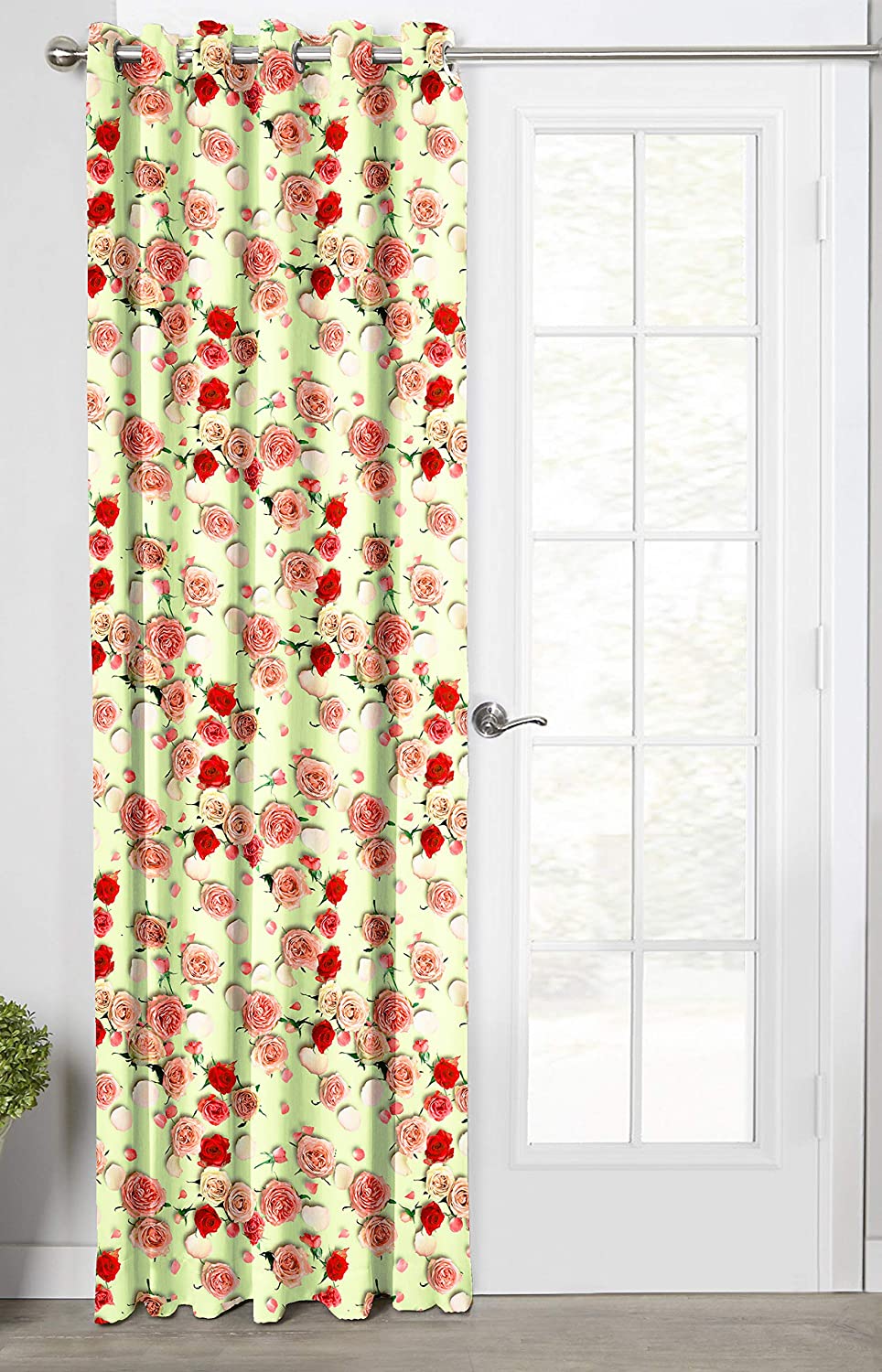 Ultimate Trends Premium Polyester 3D Floral Curtain For Home Décor Mint Green Color, 1 Piece