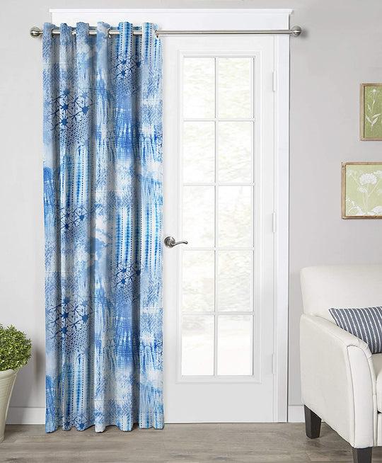 Ultimate Trends Premium Polyester Texture Printed Curtain For Home Décor Azure Blue Color, 1 Piece