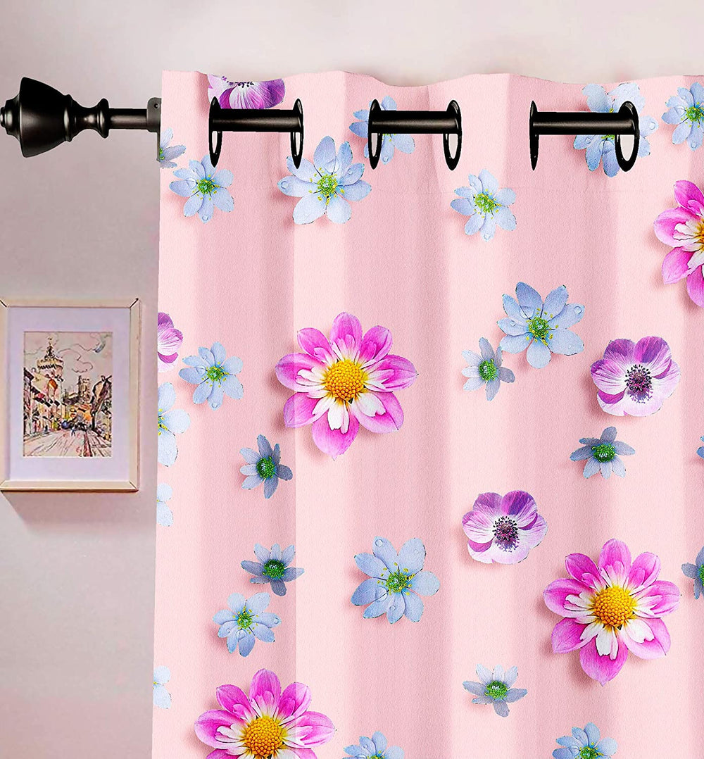 Ultimate Trends Premium Polyester 3D Floral Curtain For Home Décor Lemonade Pink Color, 1 Piece