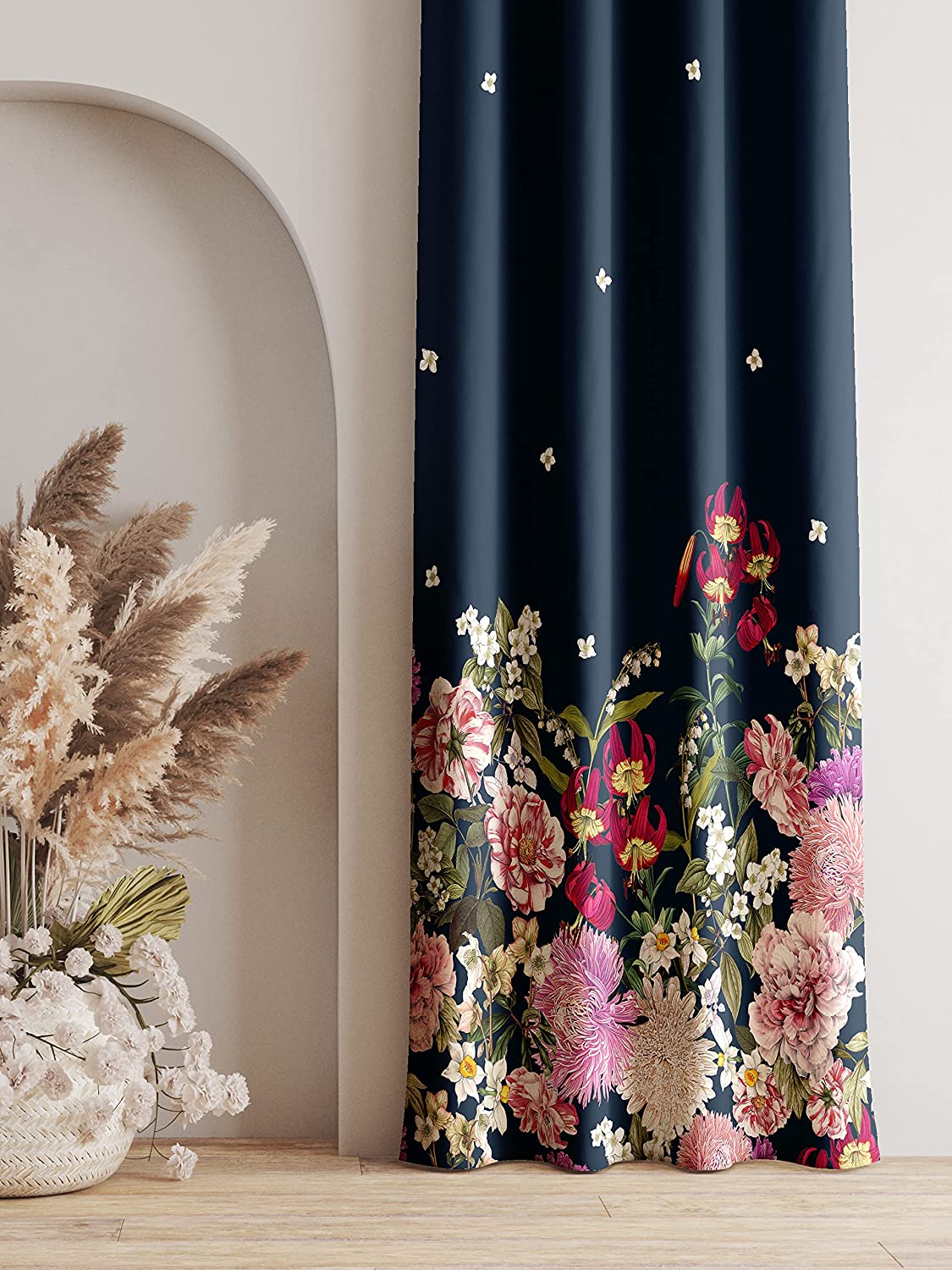 Cloud Blue Floral selling Living Room Curtains