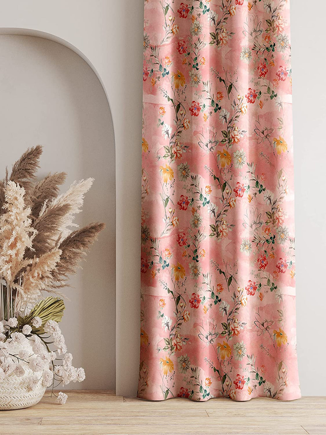 Ultimate Trends ™ Premium Polyester Floral Curtains, Peach, Set of 2