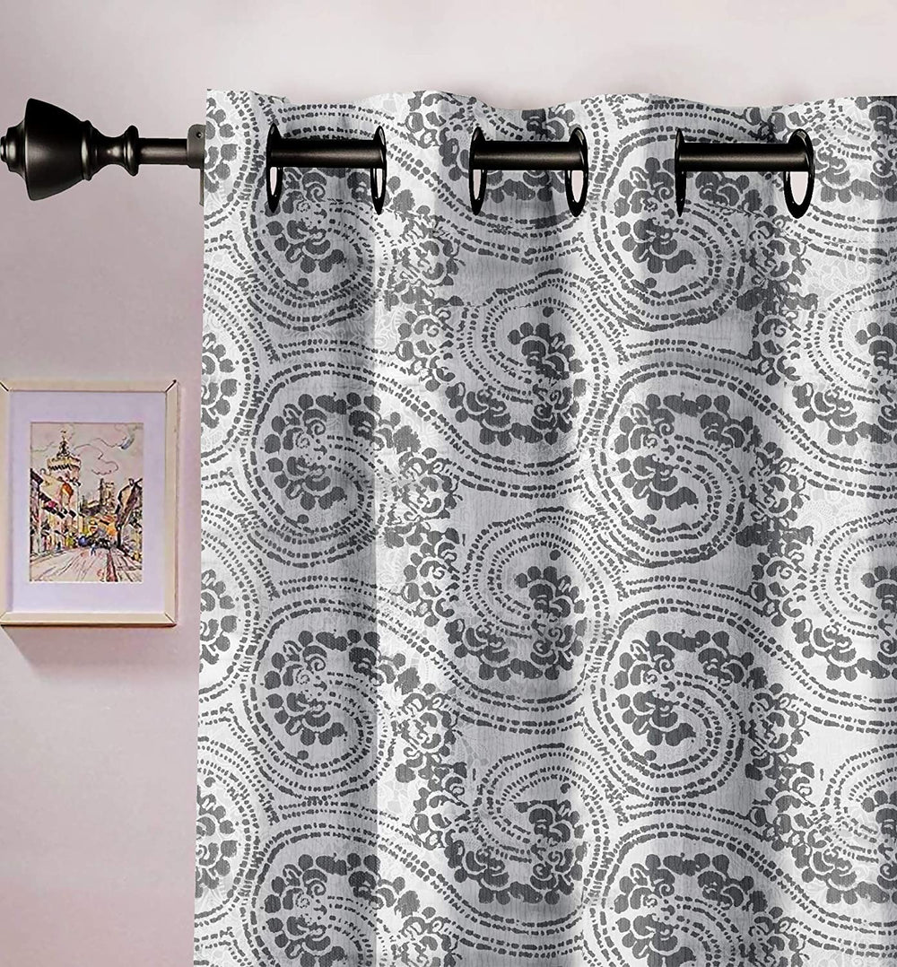 Ultimate Trends Premium Polyester Texture Printed Curtain For Home Décor Grey Color, 1 Piece