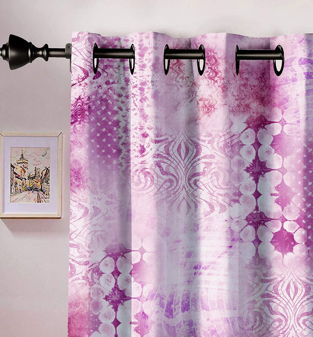 Ultimate Trends Premium Polyester Texture Printed Curtain For Home Décor Flamingo Pink Color, 1 Piece