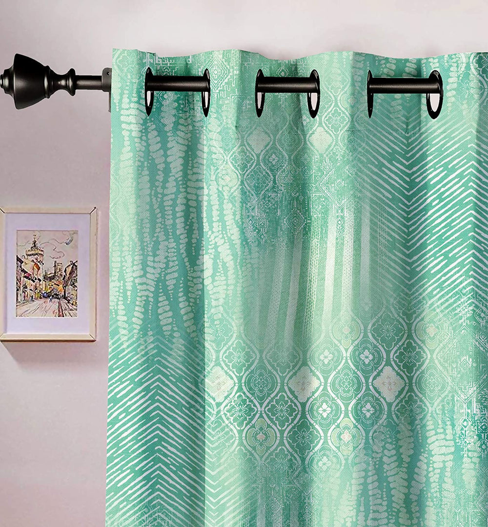 Ultimate Trends Premium Polyester Texture Printed Curtain For Home Décor Sea Green Color, 1 Piece