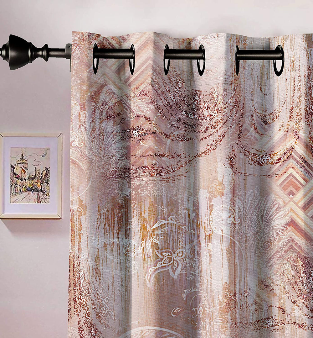 Ultimate Trends Premium Polyester Texture Printed Curtain For Home Décor Light Cinnamon Brown Color , 1 Piece