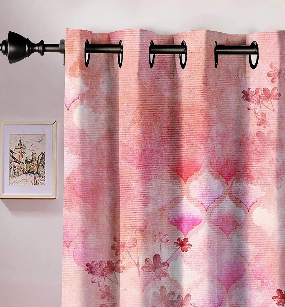 Ultimate Trends Premium Polyester Elite Floral Curtain For Home Décor Coral Pink Color, 1 Piece