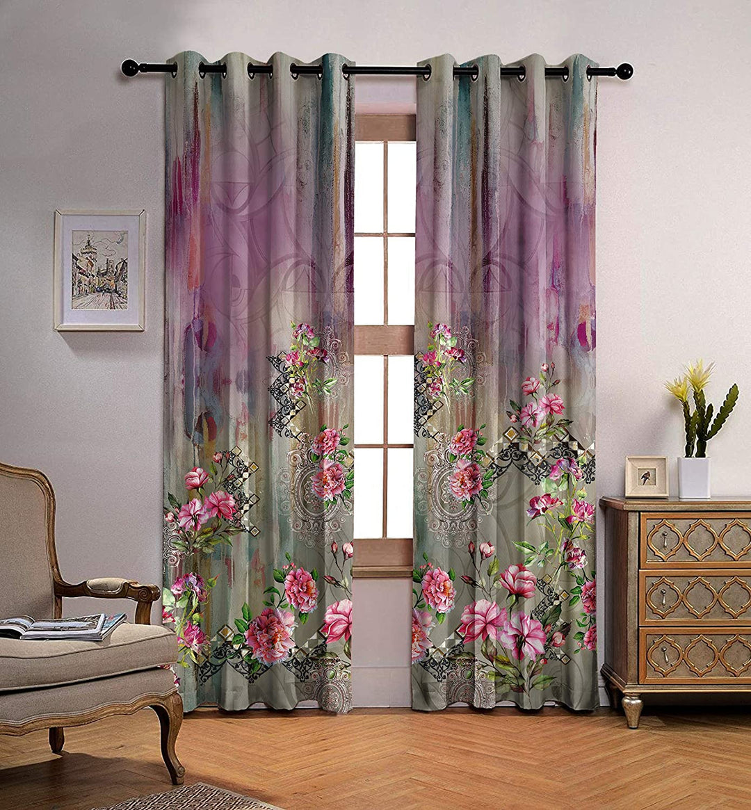 Ultimate Trends Premium Polyester Elite Floral Curtain For Home Décor Multi Color, 1 Piece