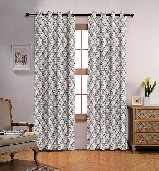 Ultimate Trends Premium Polyester Checkered Curtain For Home Décor Multi Color, 1 Piece