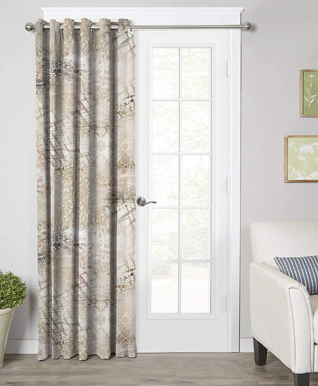 Ultimate Trends Premium Polyester Texture Printed Curtain For Home Décor Stone Grey Color, 1 Piece