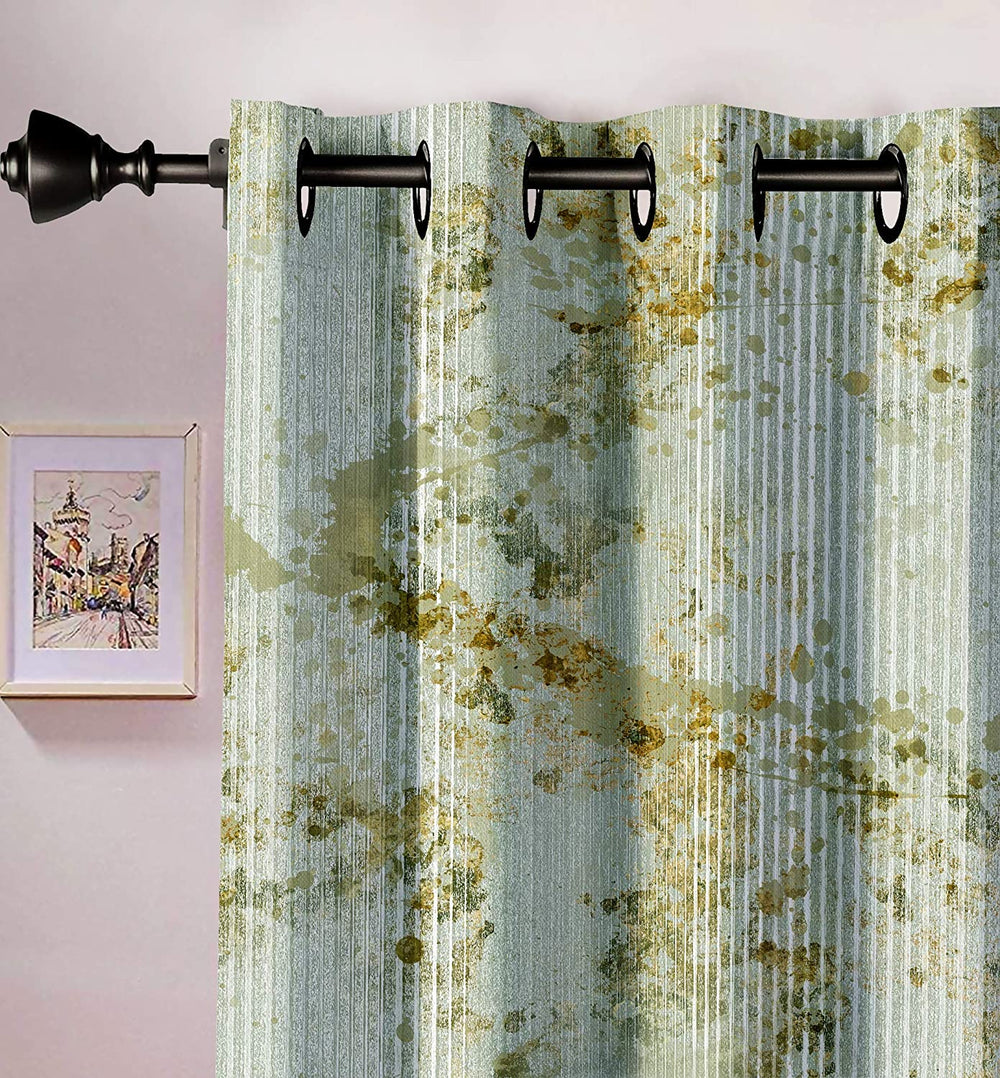 Ultimate Trends Premium Polyester Texture Printed Curtain For Home Décor Sage Green Color , 1 Piece