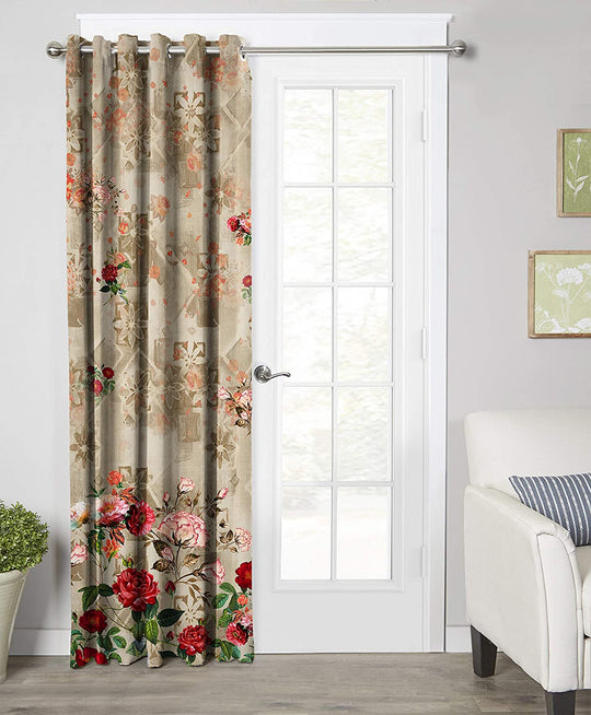 Ultimate Trends Premium Polyester Elite Floral Curtain For Home Décor Granite Brown Multi Color, 1 Piece