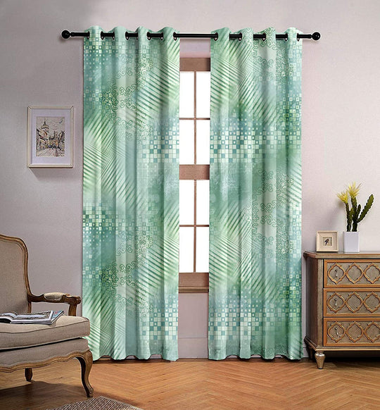 Ultimate Trends Premium Polyester Texture Printed Curtain For Home Décor Basil Color, 1 Piece