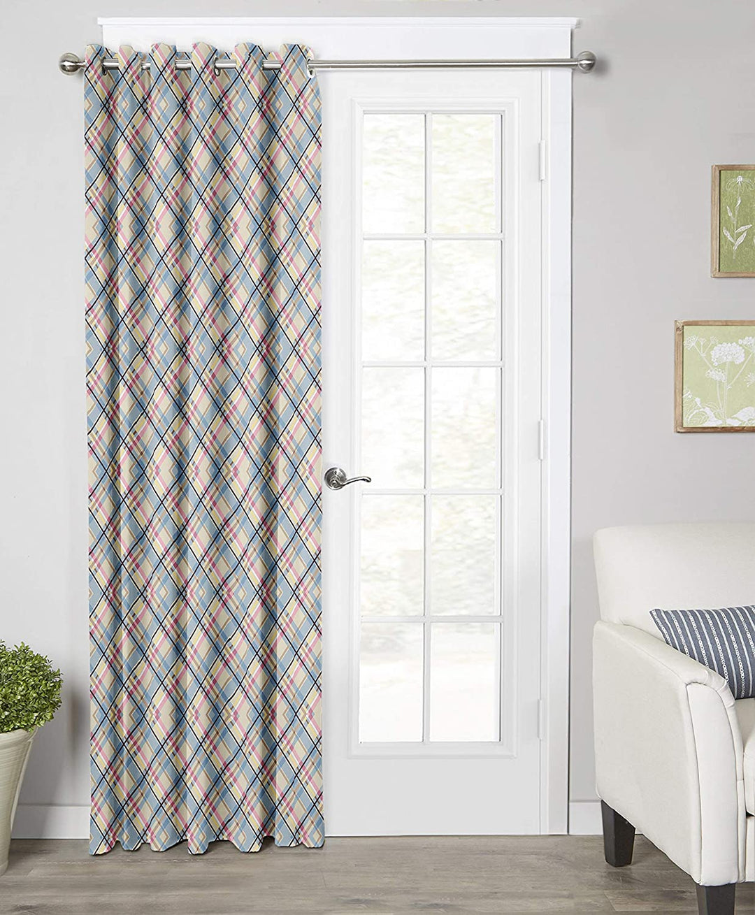 Ultimate Trends Premium Polyester Checkered Curtain For Home Décor Multi Color, 1 Piece