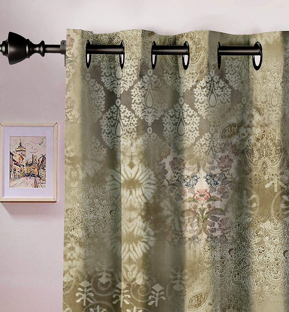 Ultimate Trends Premium Polyester Texture Printed Curtain For Home Décor Olive Green Color , 1 Piece