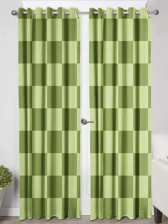 Ultimate Trends Premium Polyester Checkered Curtain For Home Décor Green Color, 1 Piece