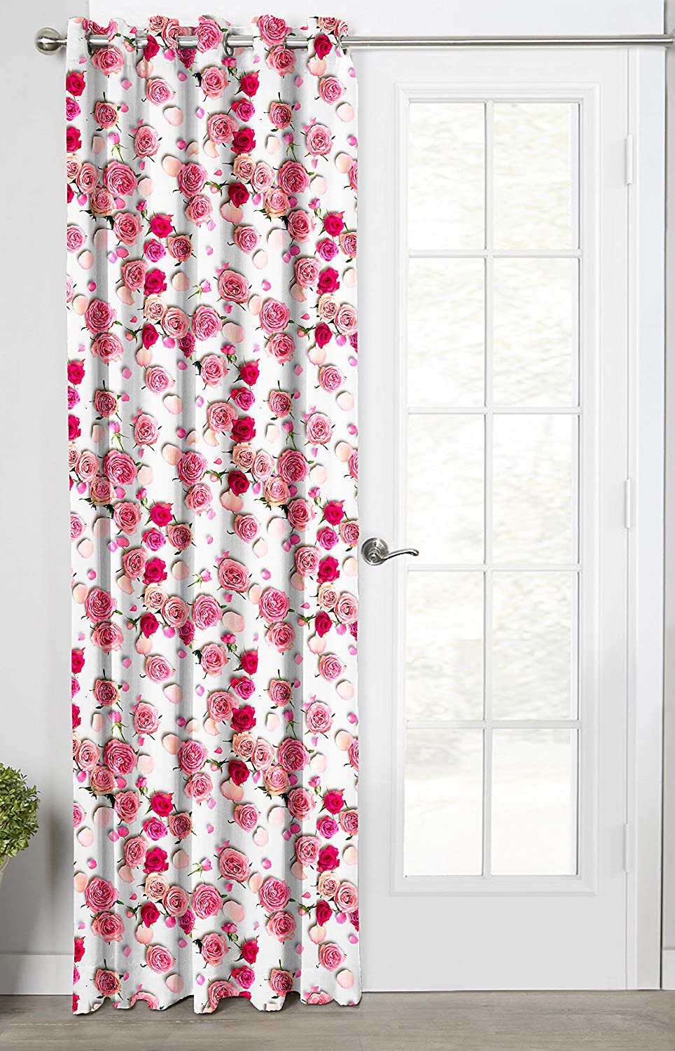 Ultimate Trends Premium Polyester 3D Floral Curtain For Home Décor Light Cyan Color, 1 Piece