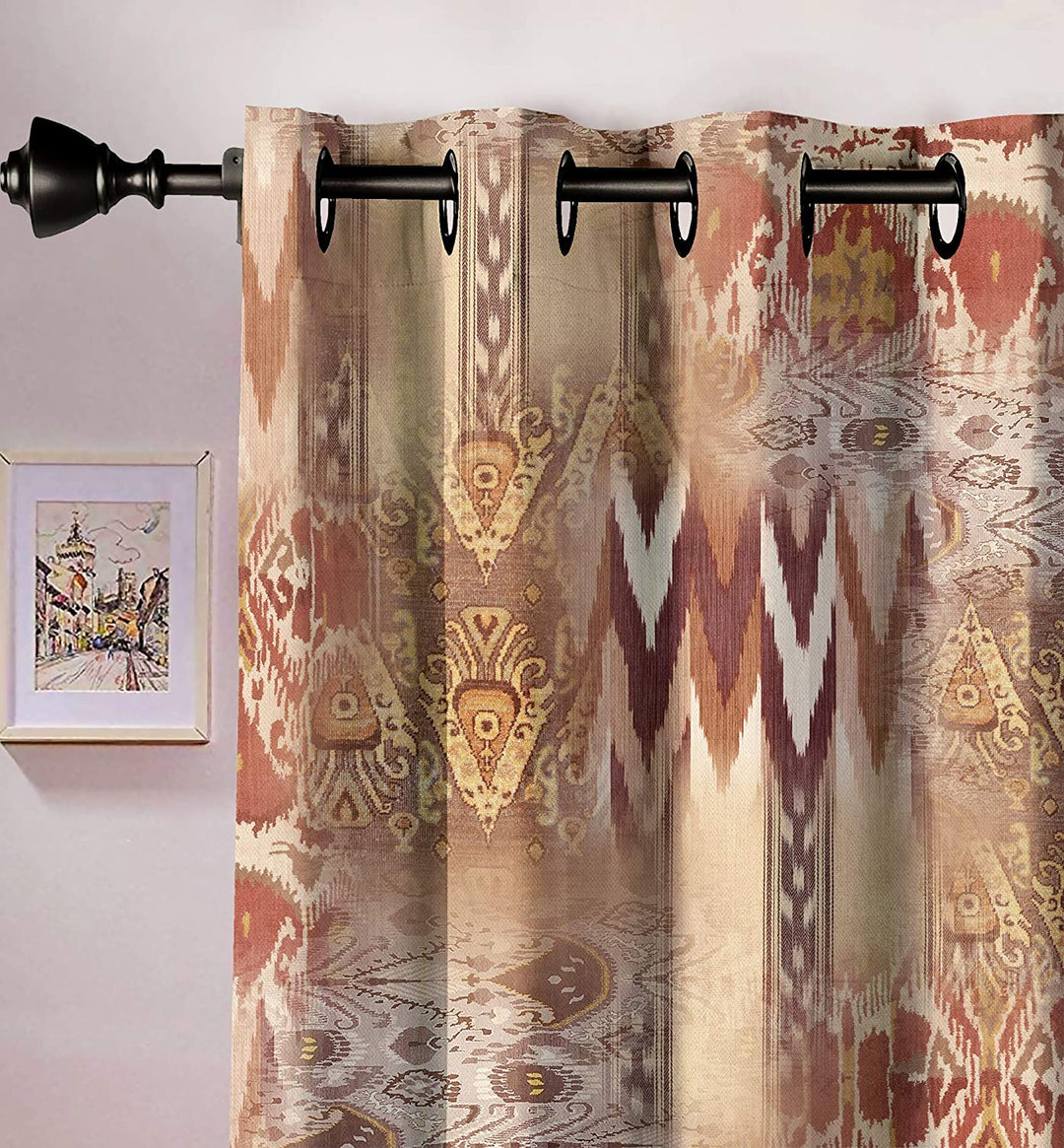 Ultimate Trends Premium Polyester Texture Printed Curtain For Home Décor Brown Color , 1 Piece