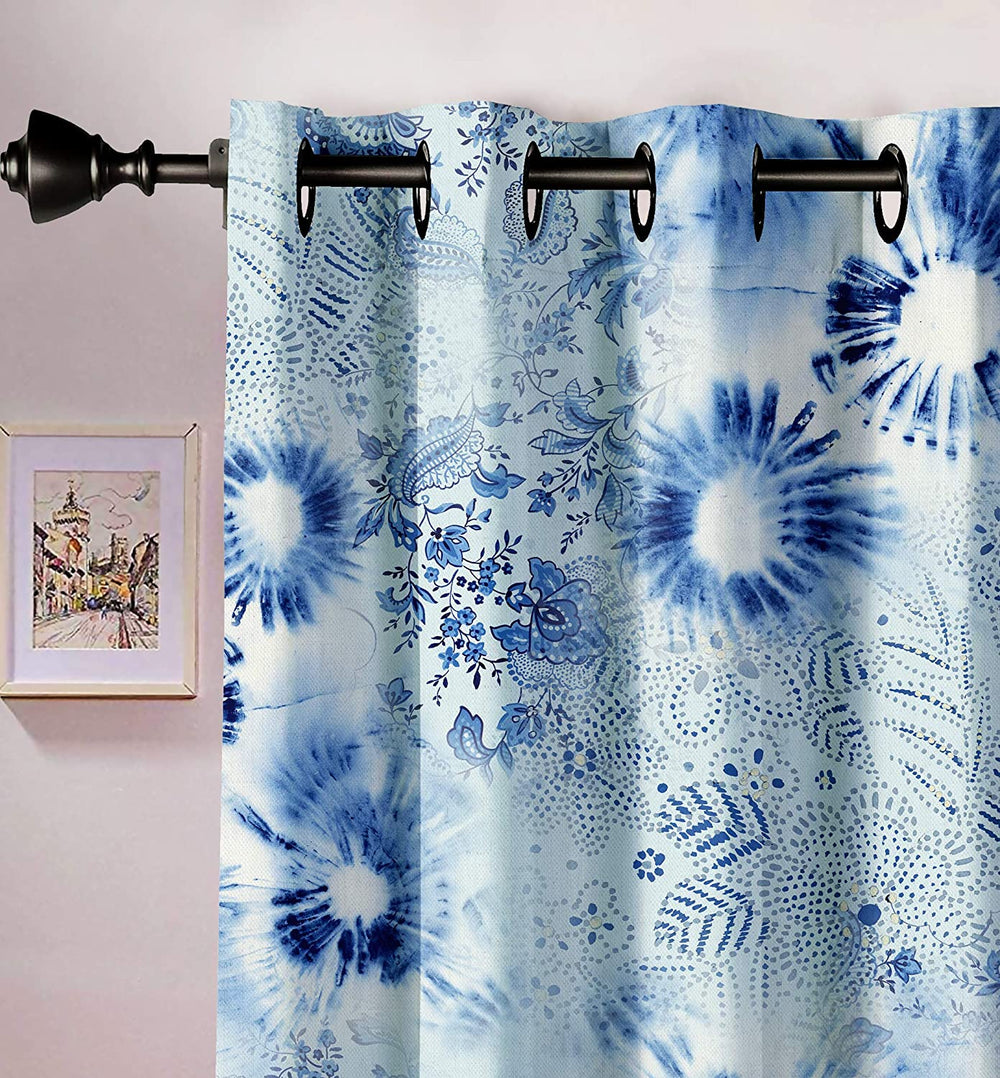 Ultimate Trends Premium Polyester Texture Printed Curtain For Home Décor Baby Blue Color, 1 Piece