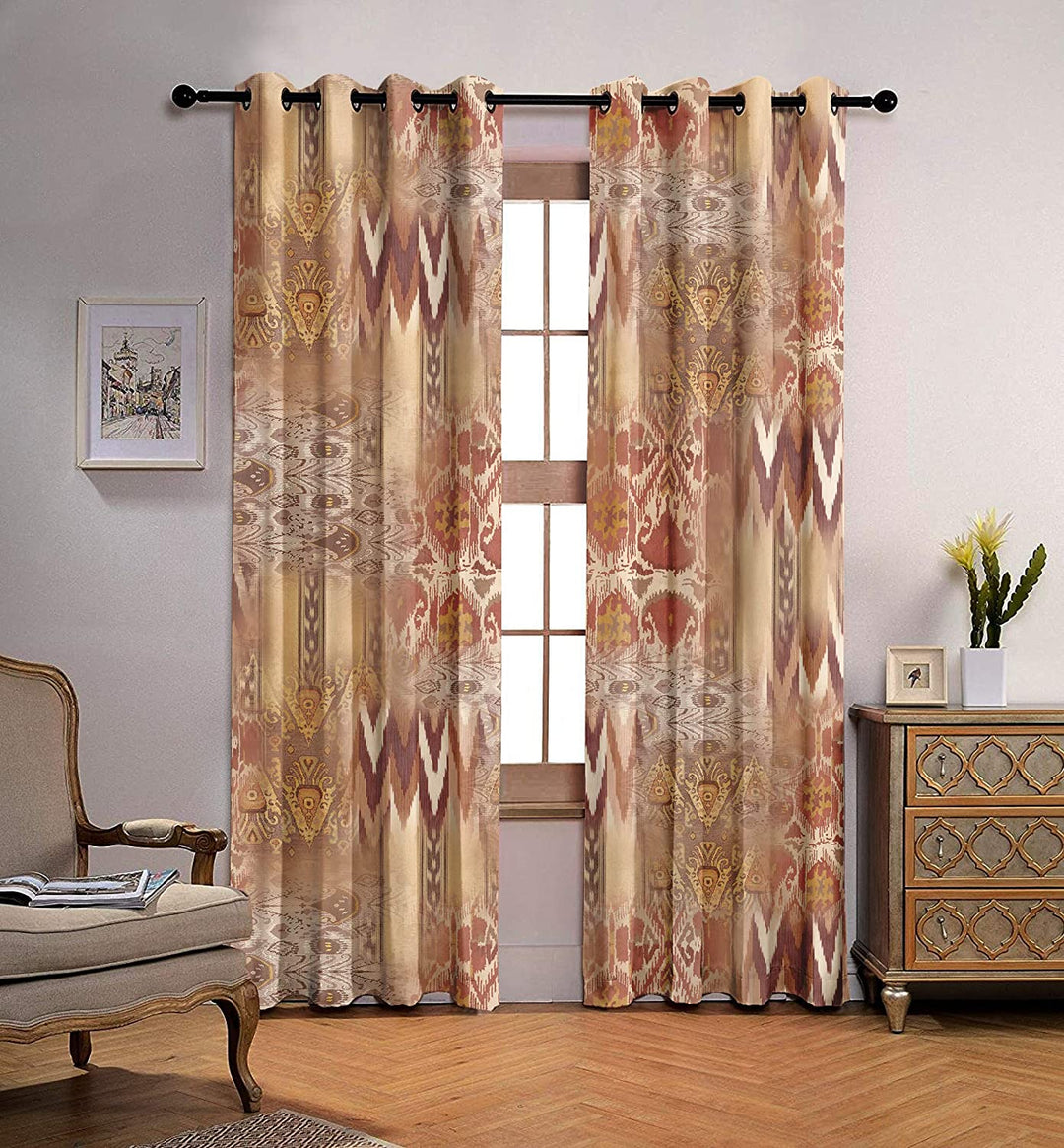 Ultimate Trends Premium Polyester Texture Printed Curtain For Home Décor Brown Color , 1 Piece