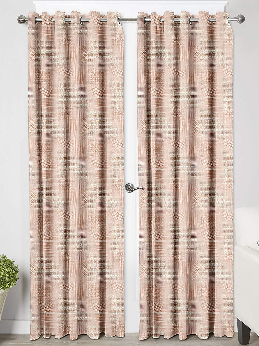 Ultimate Trends Premium Polyester Texture Printed Curtain For Home Décor Beige Color , 1 Piece