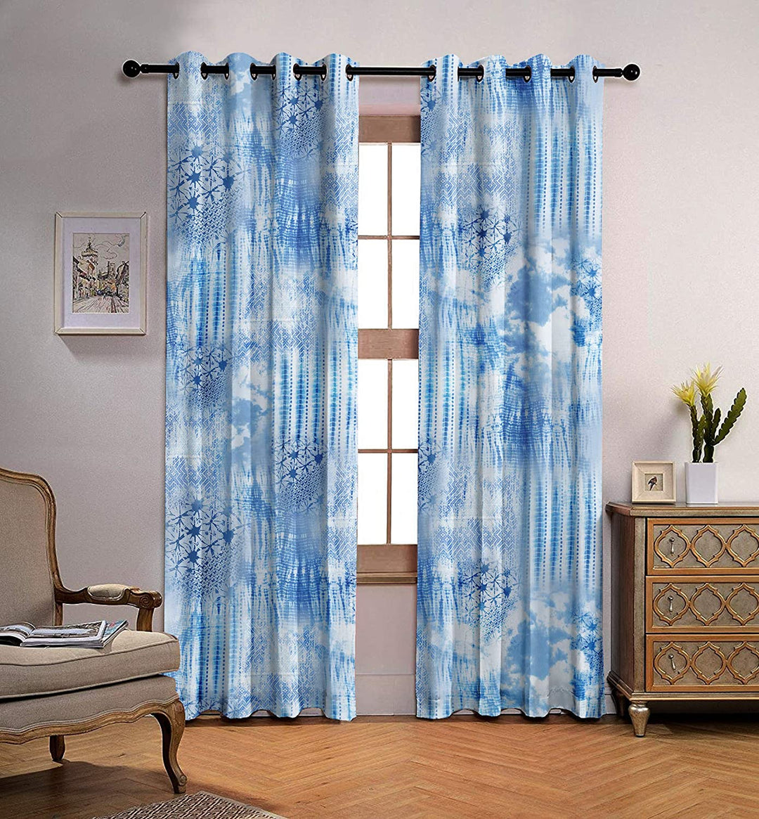 Ultimate Trends Premium Polyester Texture Printed Curtain For Home Décor Azure Blue Color, 1 Piece