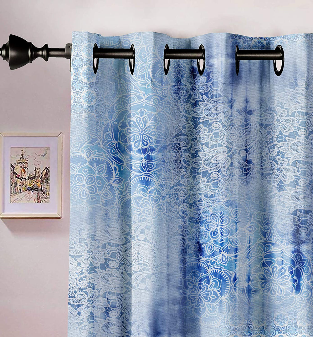 Ultimate Trends Premium Polyester Texture Printed Curtain For Home Décor Light Blue Color, 1 Piece