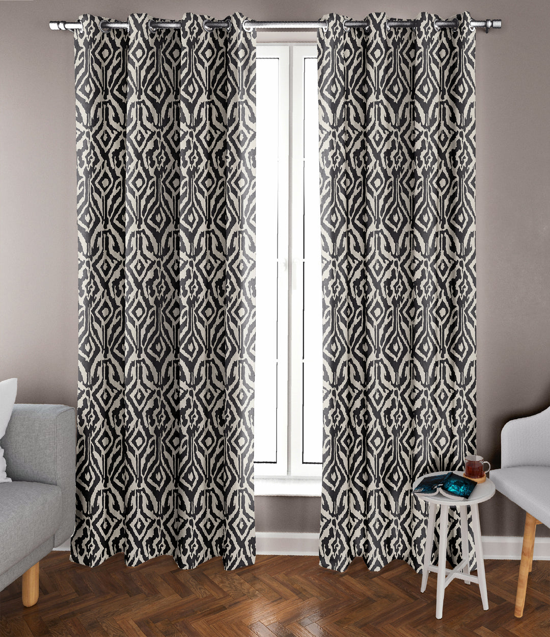 Ultimate Trends ™ Premium Polyester Digital Printed Abstract Pattern Curtains, Set of 2