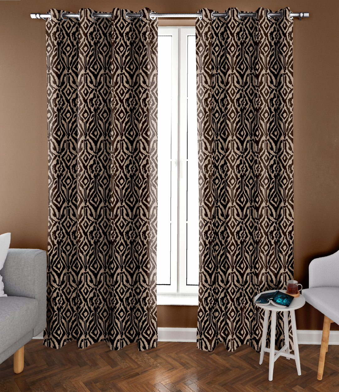 Ultimate Trends ™ Premium Polyester Digital Printed Abstract Pattern Curtains, Set of 2