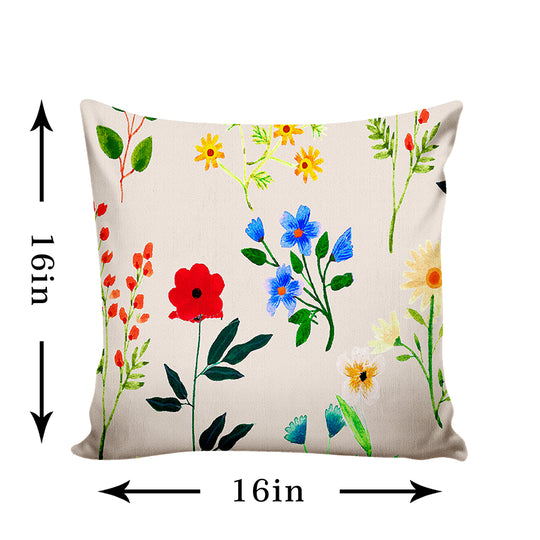 Ultimate Trends Floral Digital Printed Cushion Cover, 16 Inch X 16 Inch, Set of 5 -  Multi Color