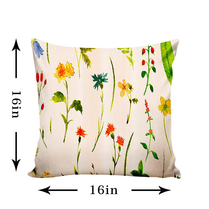 Ultimate Trends Floral Digital Printed Cushion Cover, 16 Inch X 16 Inch, Set of 5 -  Multi Color