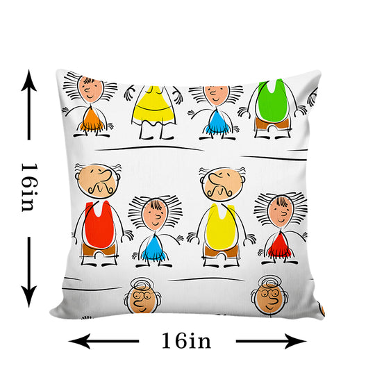 Ultimate Trends Kids Room Cartoon Printed Cushion Cover, 16 Inch X 16 Inch, Set of 5 -  Multi Color